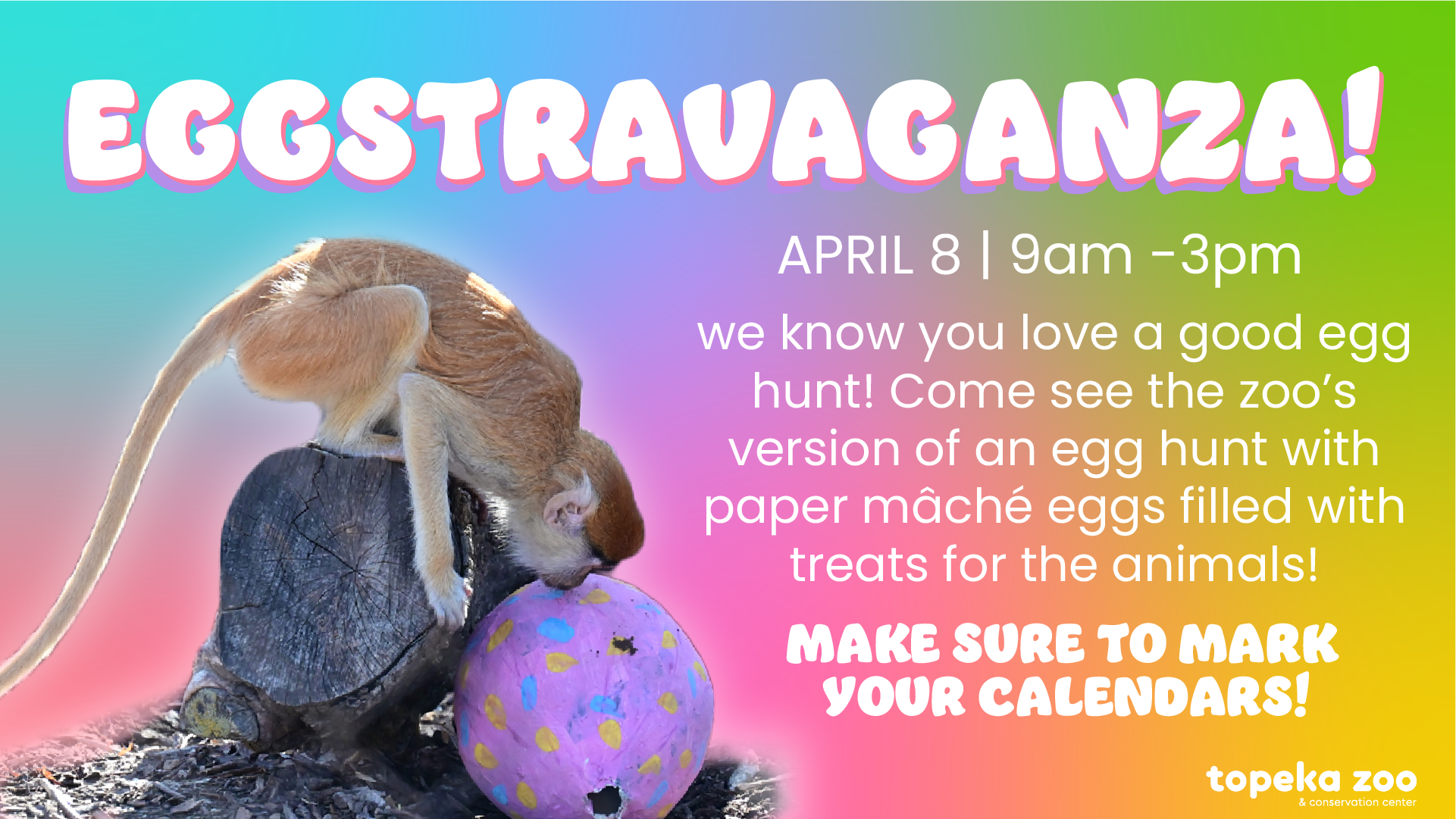 <h1 class="tribe-events-single-event-title">Topeka Zoo Eggstravaganza on Saturday, April 8th</h1>